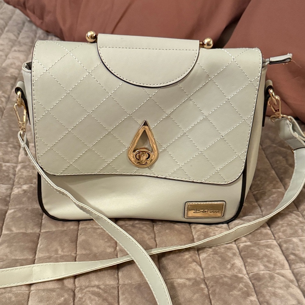 Bella Russo Chic Cream Quilted Crossbody Bag